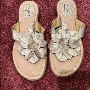b.o.c Metallic Floral Slide Sandals